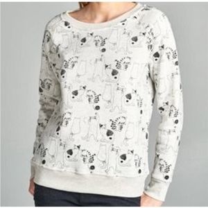 L.A. Soul Heathered Gray/Cream Cat Crewneck Large